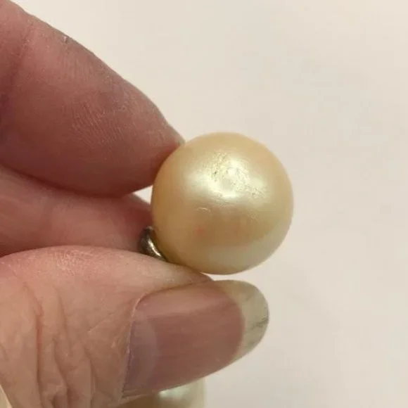 Vintage Givenchy Faux Pearl with Faceted Blue Crystal Pendant Necklace - Picture 6 of 10